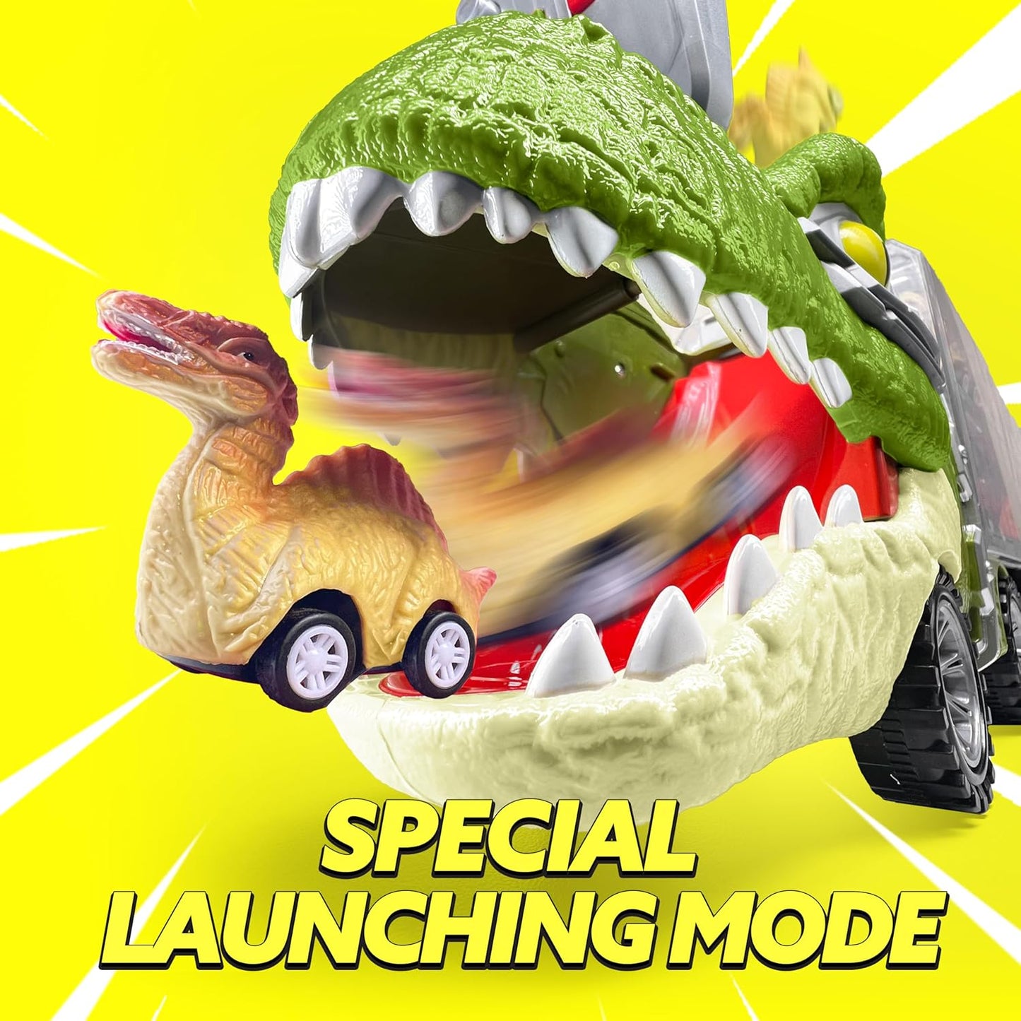 🚗13-in-1 dinosaur toy for kids ages 3-5, dinosaur truck with 12 pull-back cars, small car set