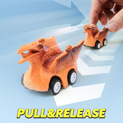 🚗13-in-1 dinosaur toy for kids ages 3-5, dinosaur truck with 12 pull-back cars, small car set